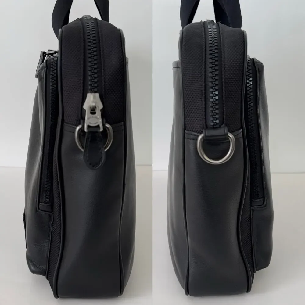 Coach Rider Briefcase Leather Nylon Business Travel Laptop Bag Black 6705